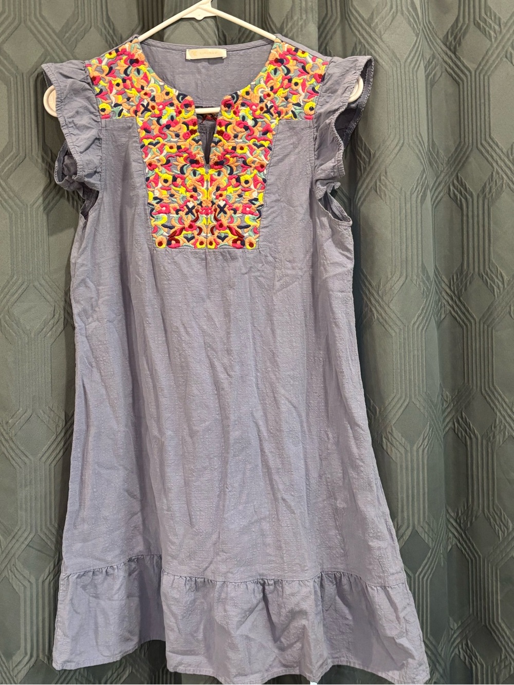 Women’s Pride Sundress with Rainbow Floral Embroidered Yoke Sz Small